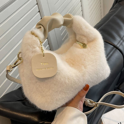 Fluffy Handbag Soft Plush Trendy Tote for Everyday Use