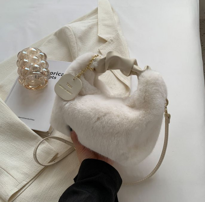 Fluffy Handbag Soft Plush Trendy Tote for Everyday Use