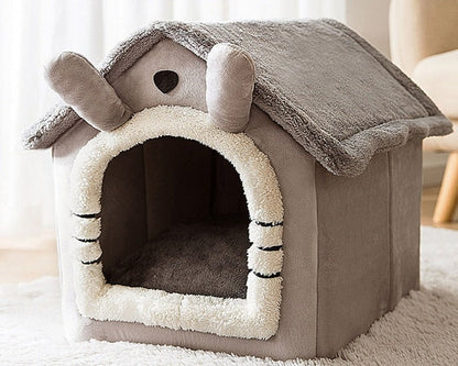Fluffy Pet Sleeping House Warm Plush Indoor Cat Bed Cozy Small Dog Cave Bed Soft Kennel