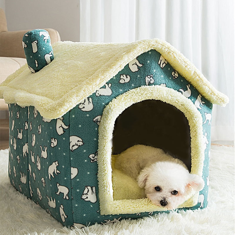 Fluffy Pet Sleeping House Warm Plush Indoor Cat Bed Cozy Small Dog Cave Bed Soft Kennel