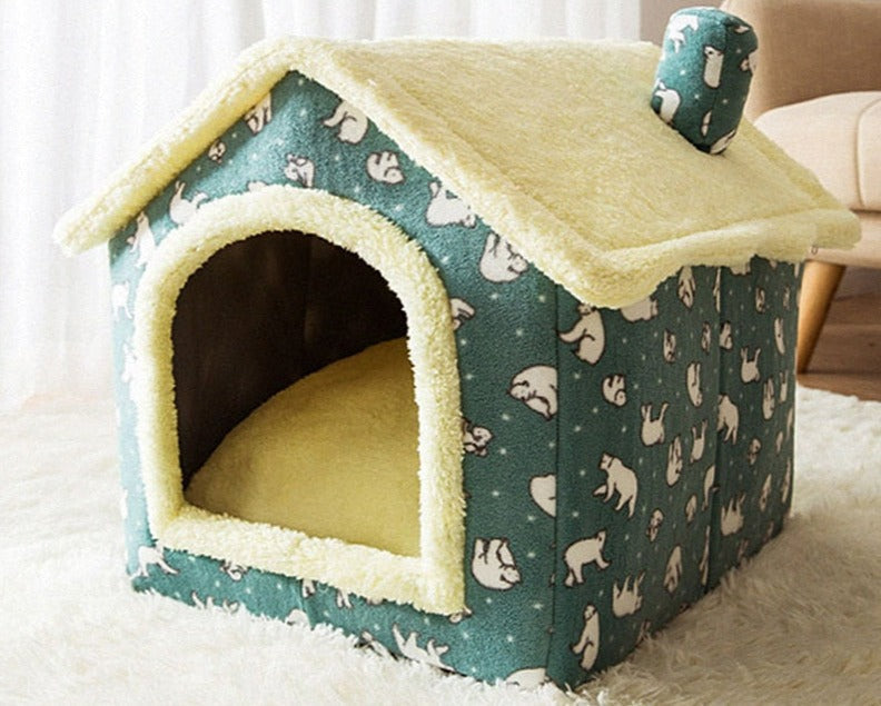 Fluffy Pet Sleeping House Warm Plush Indoor Cat Bed Cozy Small Dog Cave Bed Soft Kennel