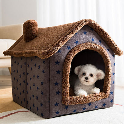 Fluffy Pet Sleeping House Warm Plush Indoor Cat Bed Cozy Small Dog Cave Bed Soft Kennel