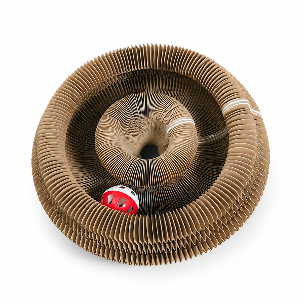 Foldable Cardboard Cat Maze Scratcher with Bell Ball