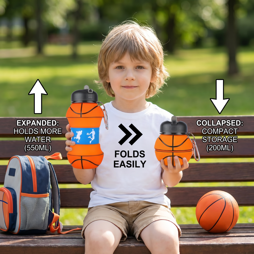 Foldable Collapsible Silicone Water Bottle Leak Proof Sports Travel Gym