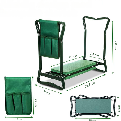 Foldable Garden Kneeler Seat Portable Gardening Stool Tool Pouch