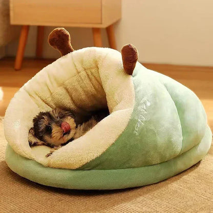Foldable Plush Dog Bed Warm Pet Sofa Winter Sleeping Nest