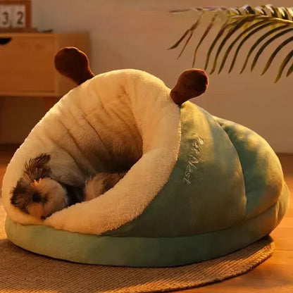 Foldable Plush Dog Bed Warm Pet Sofa Winter Sleeping Nest