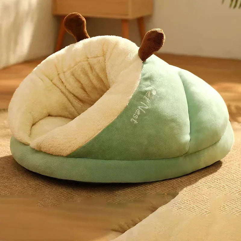Foldable Plush Dog Bed Warm Pet Sofa Winter Sleeping Nest