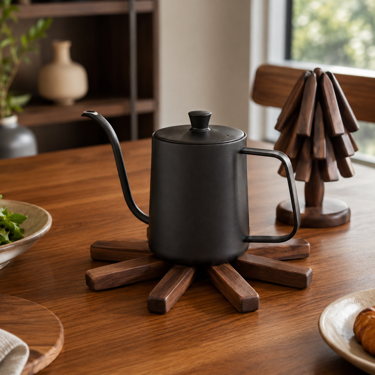 Foldable Wooden Table Mat with Decorative Design