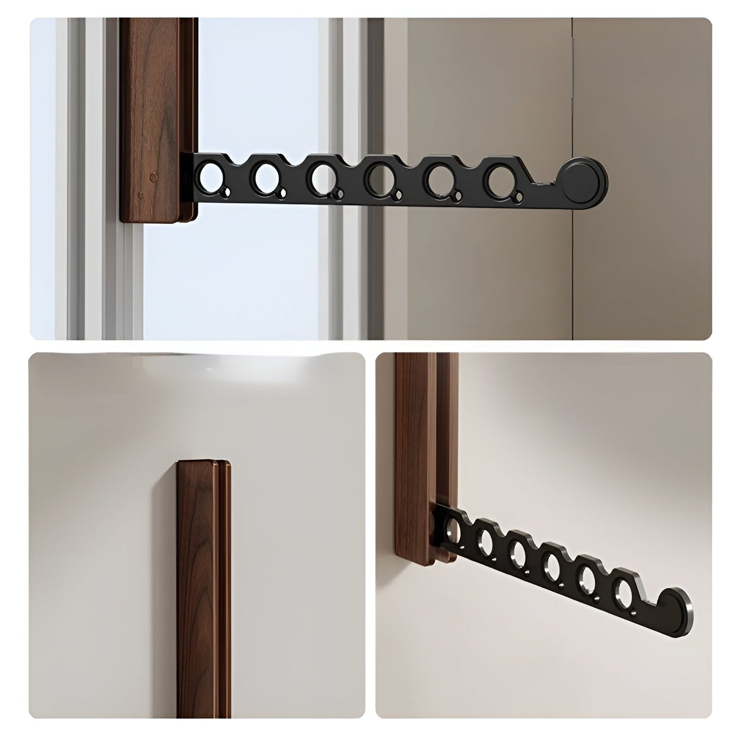 Foldable Wooden Wall Coat Rack Space Saving Organizer