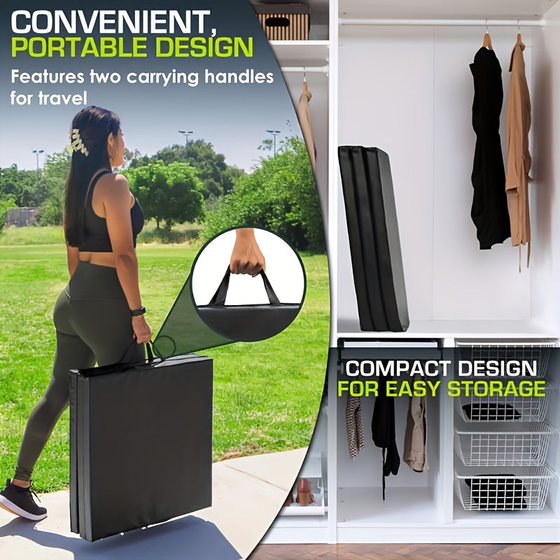 Foldable Yoga Mat Thick Exercise Mat Tri Fold Non Slip Gym Mat