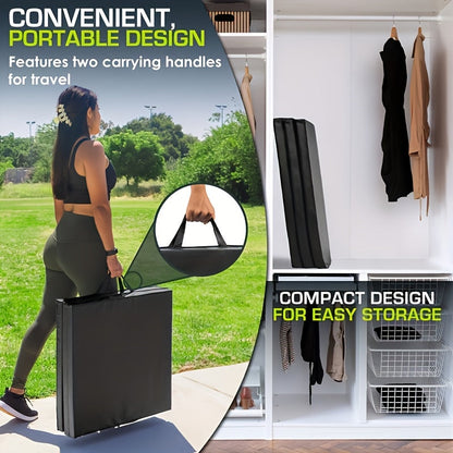 Foldable Yoga Mat Thick Exercise Mat Tri Fold Non Slip Gym Mat