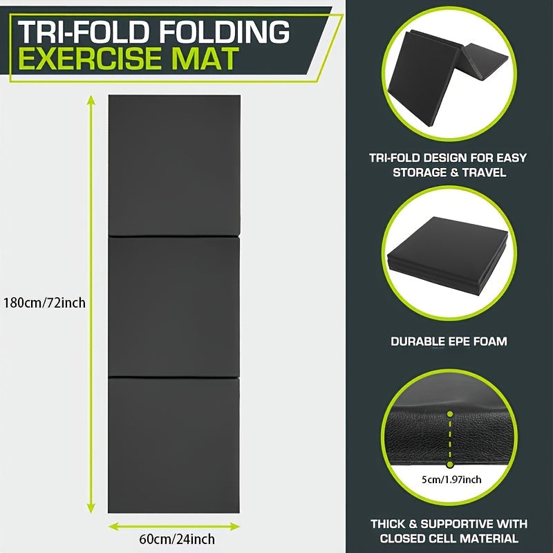 Foldable Yoga Mat Thick Exercise Mat Tri Fold Non Slip Gym Mat