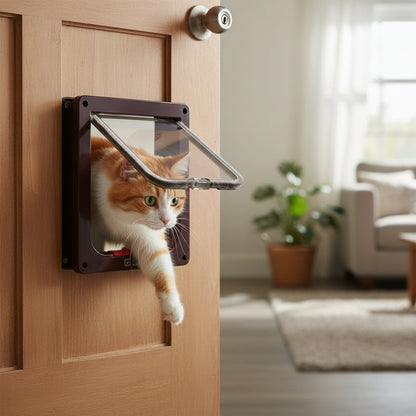 Four Way Locking Pet Door for Cats and Small Dogs Easy Access