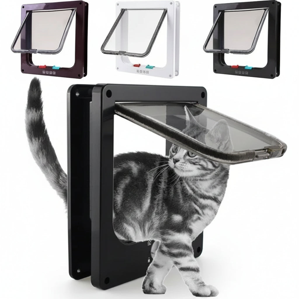 Four Way Locking Pet Door for Cats and Small Dogs Easy Access