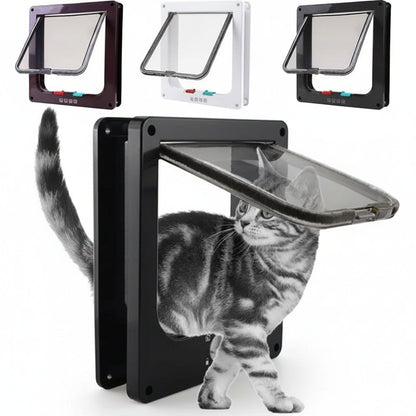 Four Way Locking Pet Door for Cats and Small Dogs Easy Access