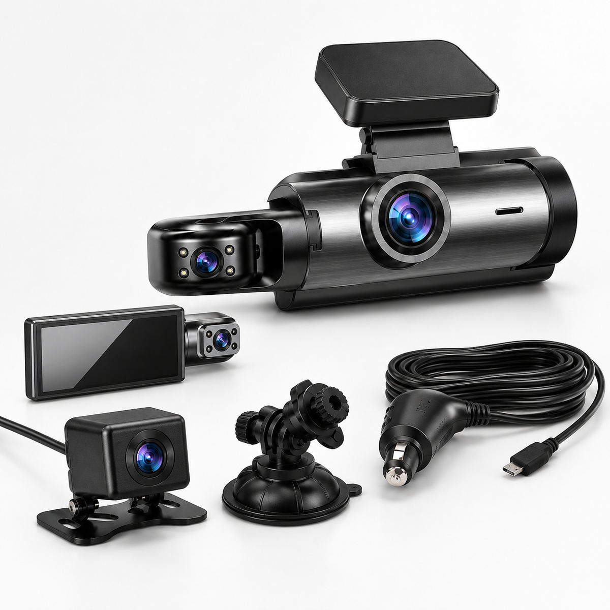 Full HD Dual Lens Dash Cam with Loop Recording and Night Vision