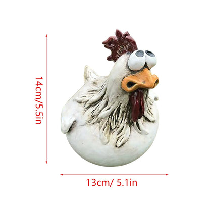 Funny Chicken Garden Statue Weather Resistant Resin Yard Decor