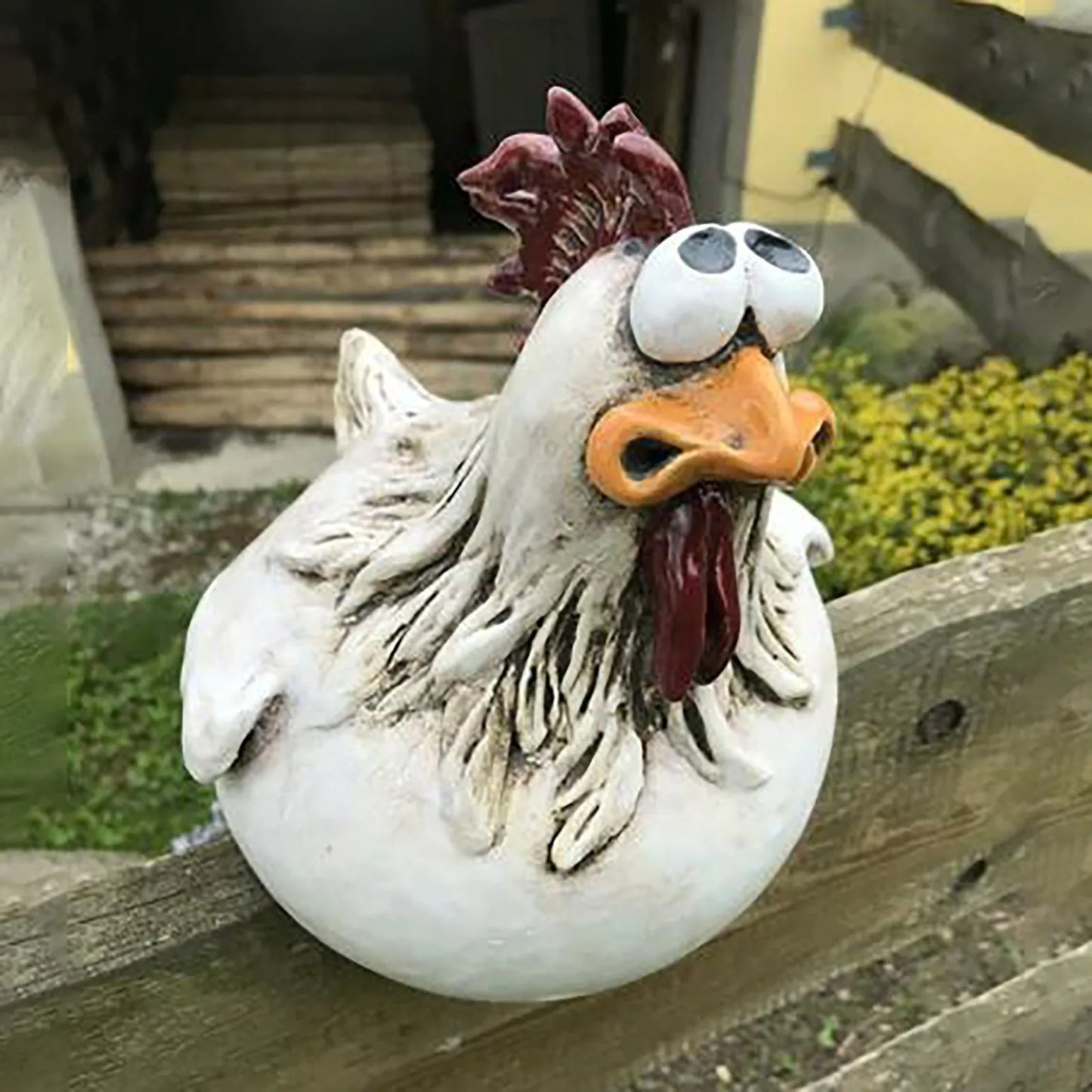Funny Chicken Garden Statue Weather Resistant Resin Yard Decor