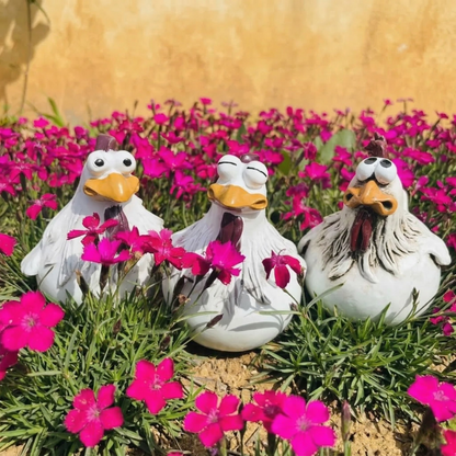 Funny Chicken Garden Statue Weather Resistant Resin Yard Decor