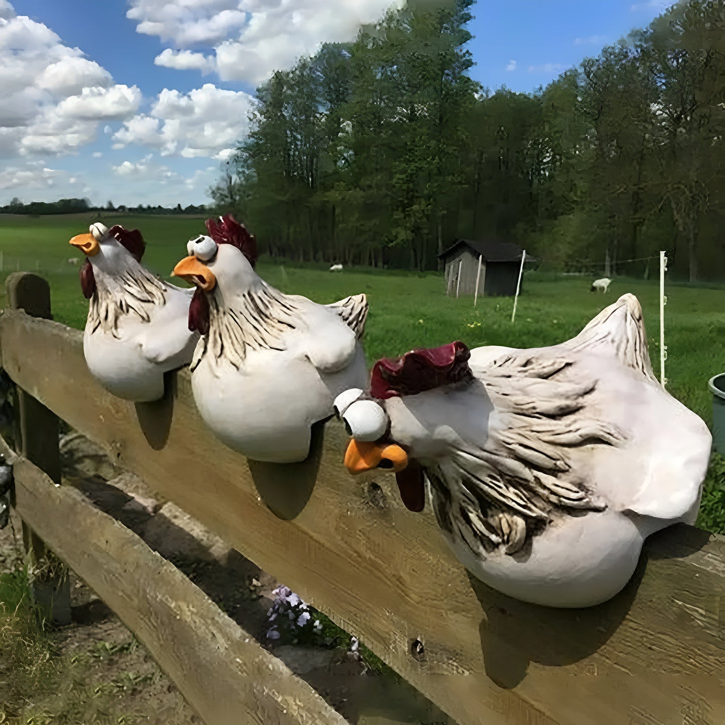 Funny Chicken Garden Statue Weather Resistant Resin Yard Decor