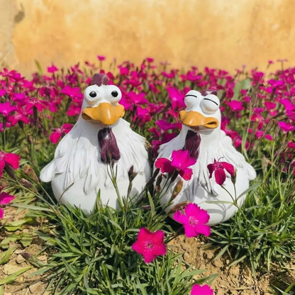 Funny Chicken Garden Statue Weather Resistant Resin Yard Decor