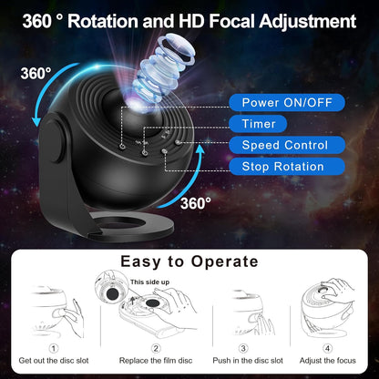 Galaxy Star Projector LED Night Light with 13 Modes Nebula Effect USB Timer Bedroom Ambient Lighting