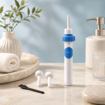 Gentle Ear Wax Remover with Ergonomic Easy-Grip Handle and Silicone Tips
