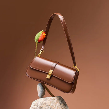 Genuine Cowhide Leather Handbag Women Elegant Shoulder Bag