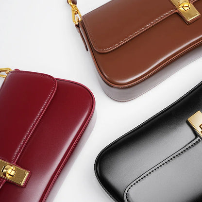 Genuine Cowhide Leather Handbag Women Elegant Shoulder Bag