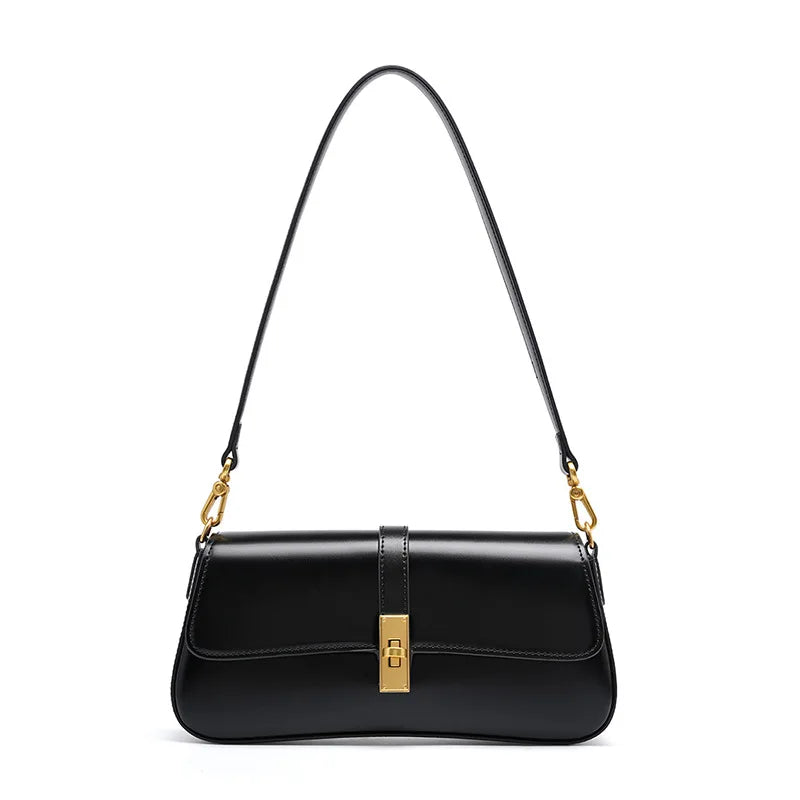 Genuine Cowhide Leather Handbag Women Elegant Shoulder Bag