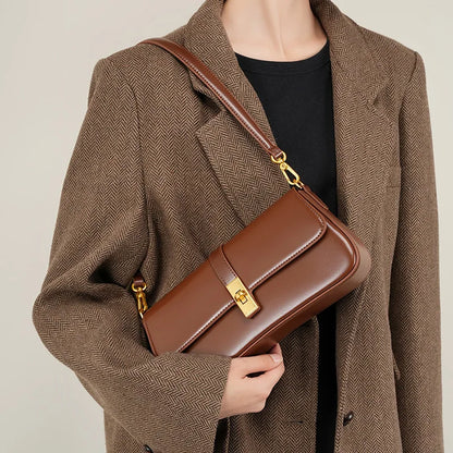Genuine Cowhide Leather Handbag Women Elegant Shoulder Bag