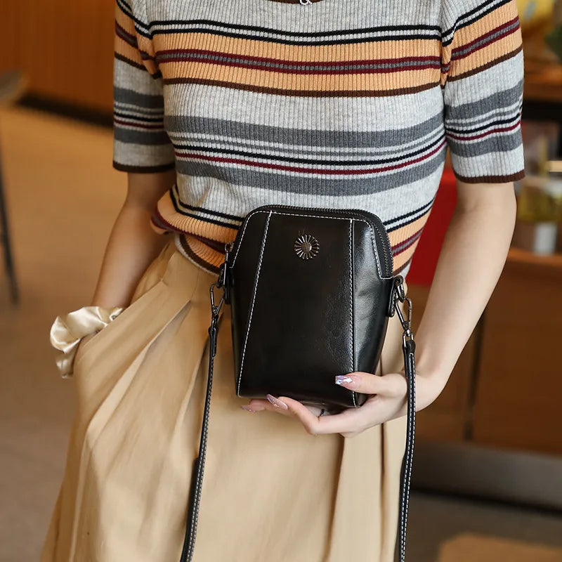 Genuine Leather Phone Crossbody Bag for Women