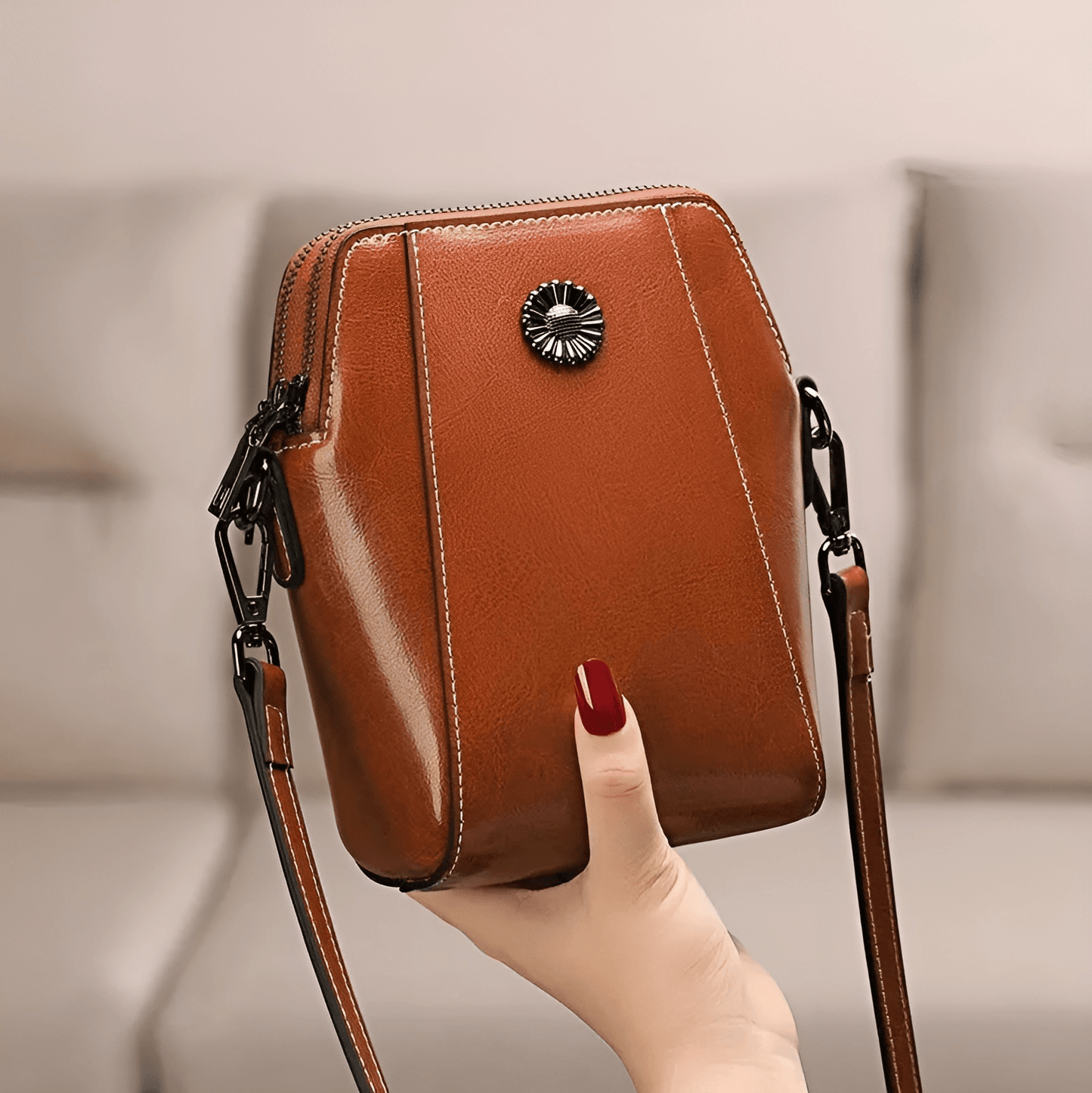 Genuine Leather Phone Crossbody Bag for Women