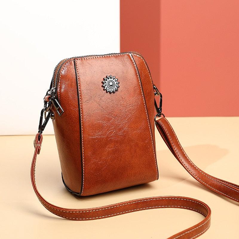 Genuine Leather Phone Crossbody Bag for Women