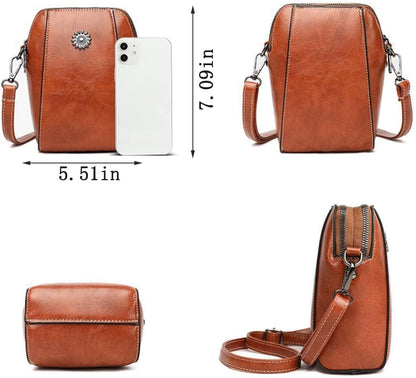 Genuine Leather Phone Crossbody Bag for Women