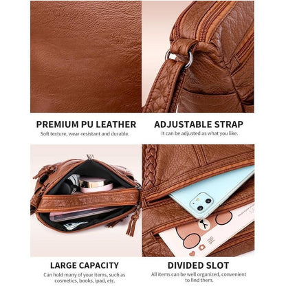 Genuine Leather Shoulder Bag Soft Crossbody Everyday Handbag