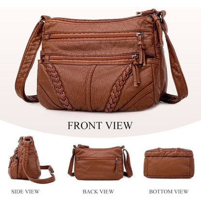 Genuine Leather Shoulder Bag Soft Crossbody Everyday Handbag