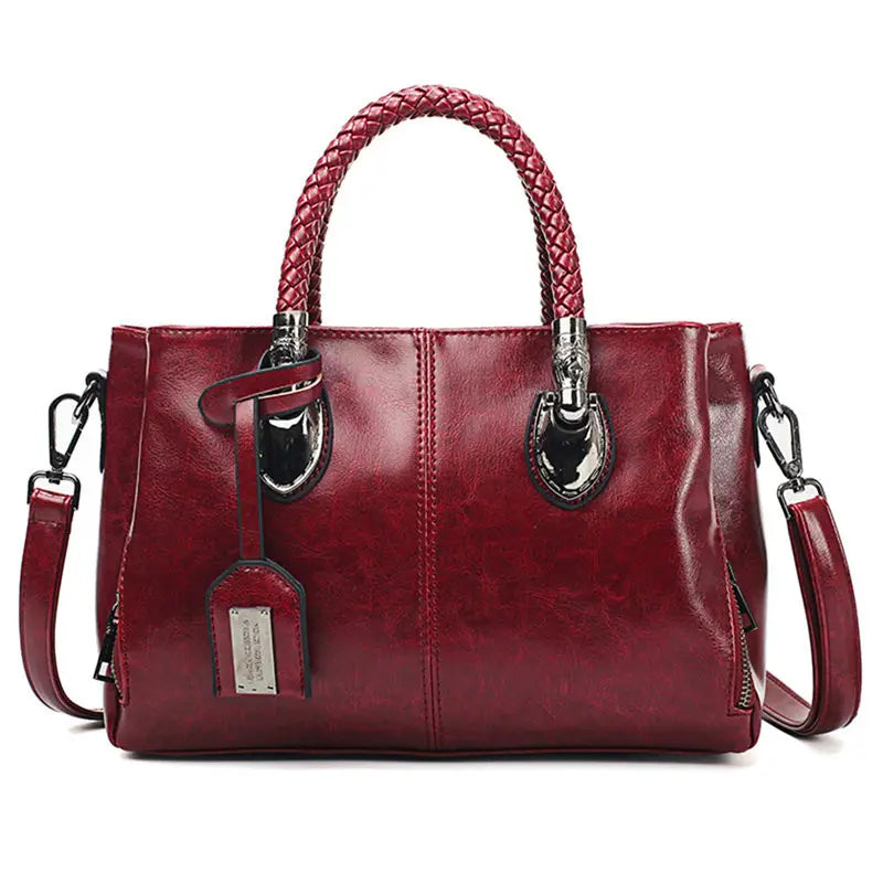 Genuine Leather Shoulder Tote Bag Large Capacity Handbag