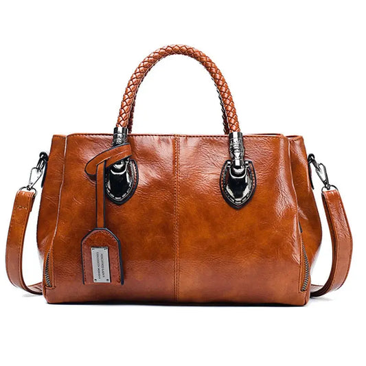 Genuine Leather Shoulder Tote Bag Large Capacity Handbag