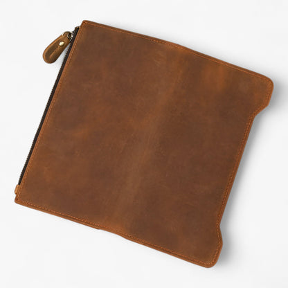 Genuine Leather Zip Wallet Long Card Holder Money Organizer