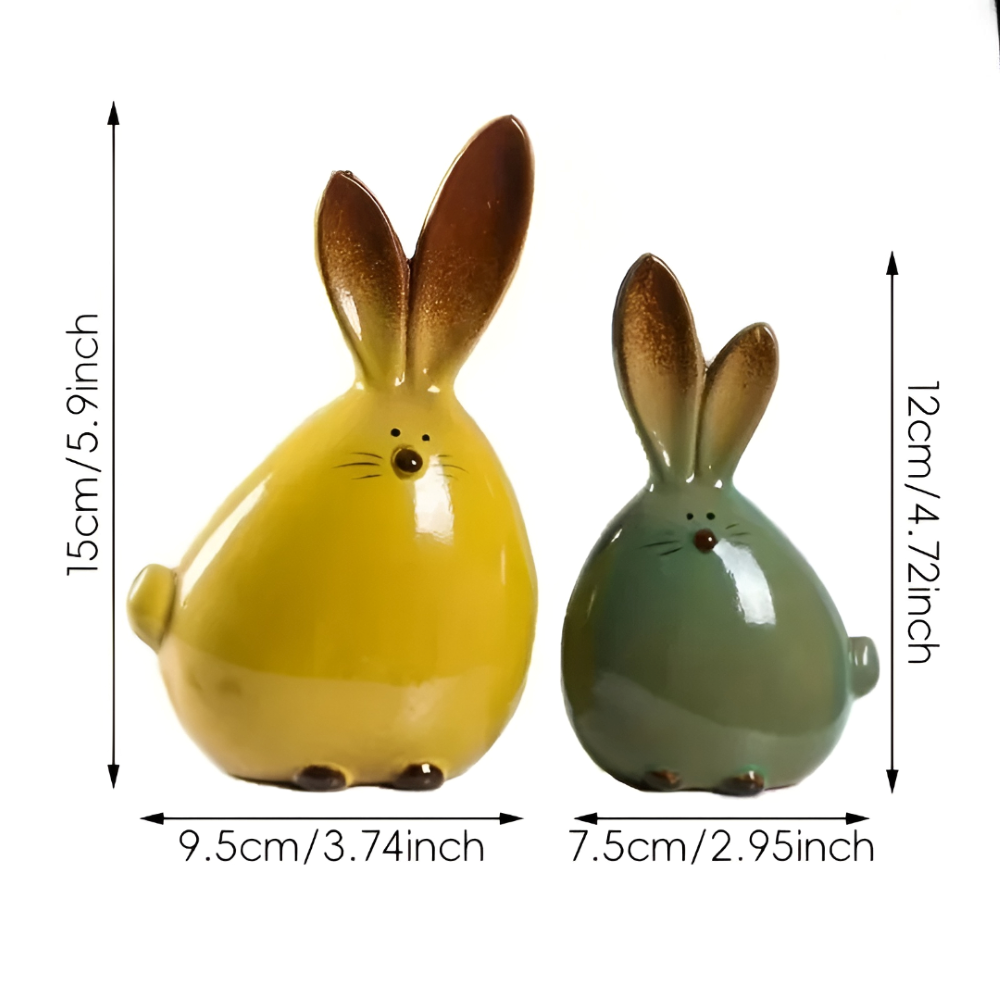 Geometric Ceramic Easter Bunny Sculpture Decorative Table Decor Set