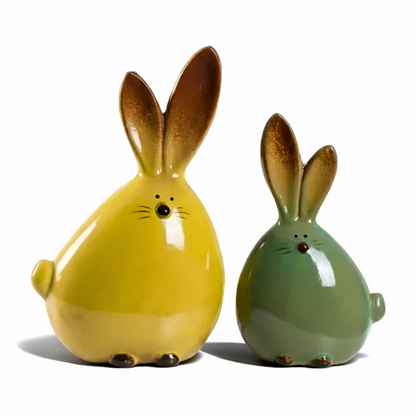 Geometric Ceramic Easter Bunny Sculpture Decorative Table Decor Set
