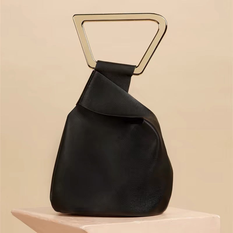 Geometric Handle Tote Bag Modern Minimalist Women Handbag