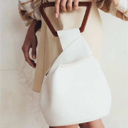 Geometric Handle Tote Bag Modern Minimalist Women Handbag