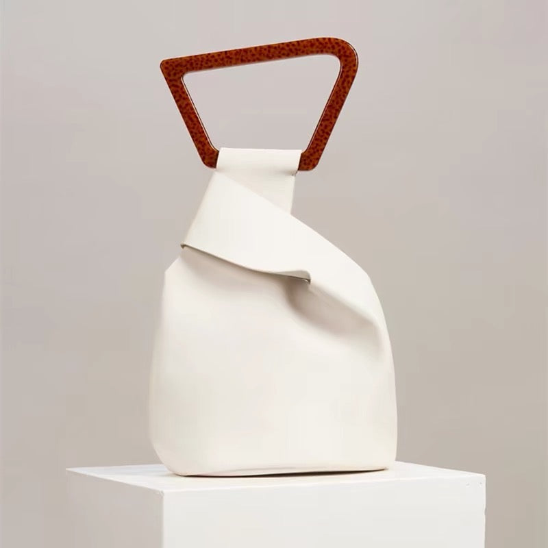 Geometric Handle Tote Bag Modern Minimalist Women Handbag