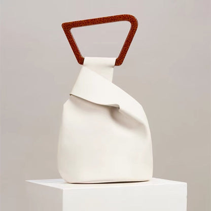 Geometric Handle Tote Bag Modern Minimalist Women Handbag
