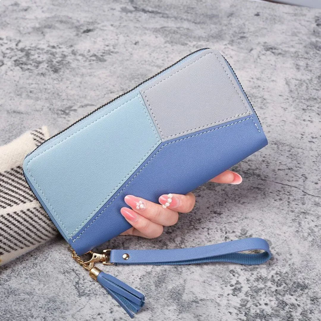 Geometric Long Wallet Large Capacity Wristlet Purse for Everyday Organization