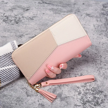 Geometric Long Wallet Large Capacity Wristlet Purse for Everyday Organization