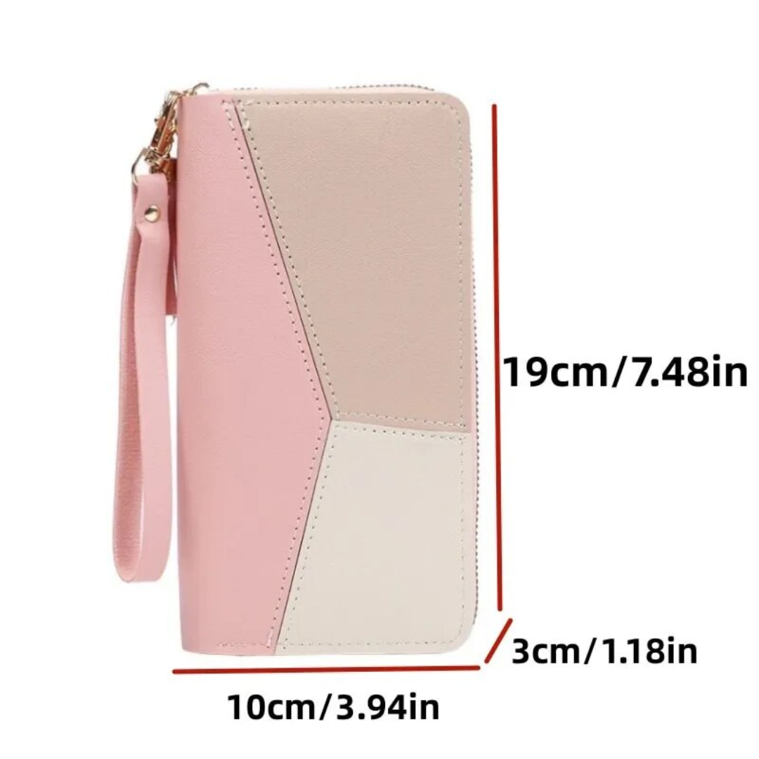 Geometric Long Wallet Large Capacity Wristlet Purse for Everyday Organization